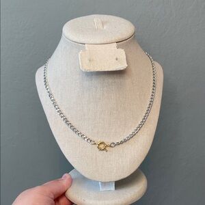 Two-Tone Gold Plated Cuban Chain Necklace with Gold Toggle Clasp 18"